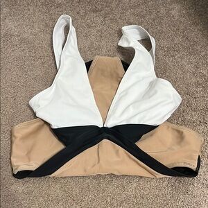 SHEIN Women's One Piece Swimsuit - White, Black, Tan